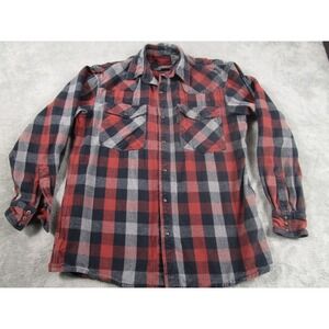 Five Brothers Shirt‎ Mens Medium Red Plaid Flannel Pearl Snap Pockets